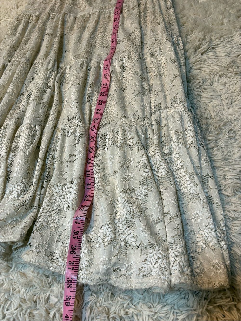 Altar'd State Cream Tiered Lace Maxi Skirt Smocked Boho Cottagecore Ivory - Picture 6 of 6